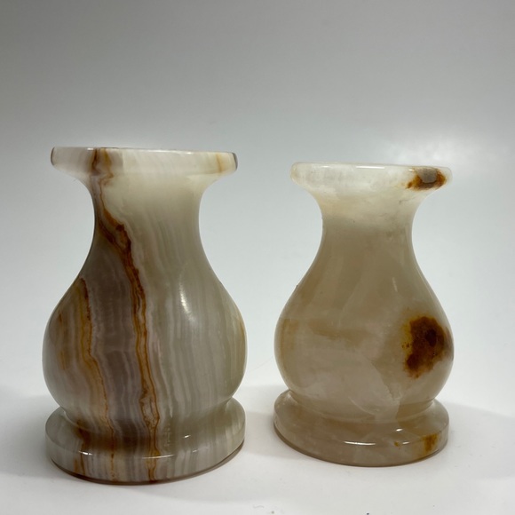 Vintage Natural Onyx Candle Holder Set of 2 - Picture 5 of 6